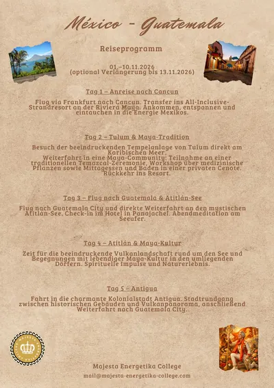 Reiseprogramm Seite 1: Tag 1 bis 5