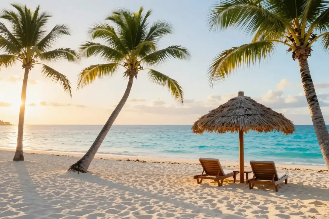 Karibikstrand mit Palmen an der Riviera Maya