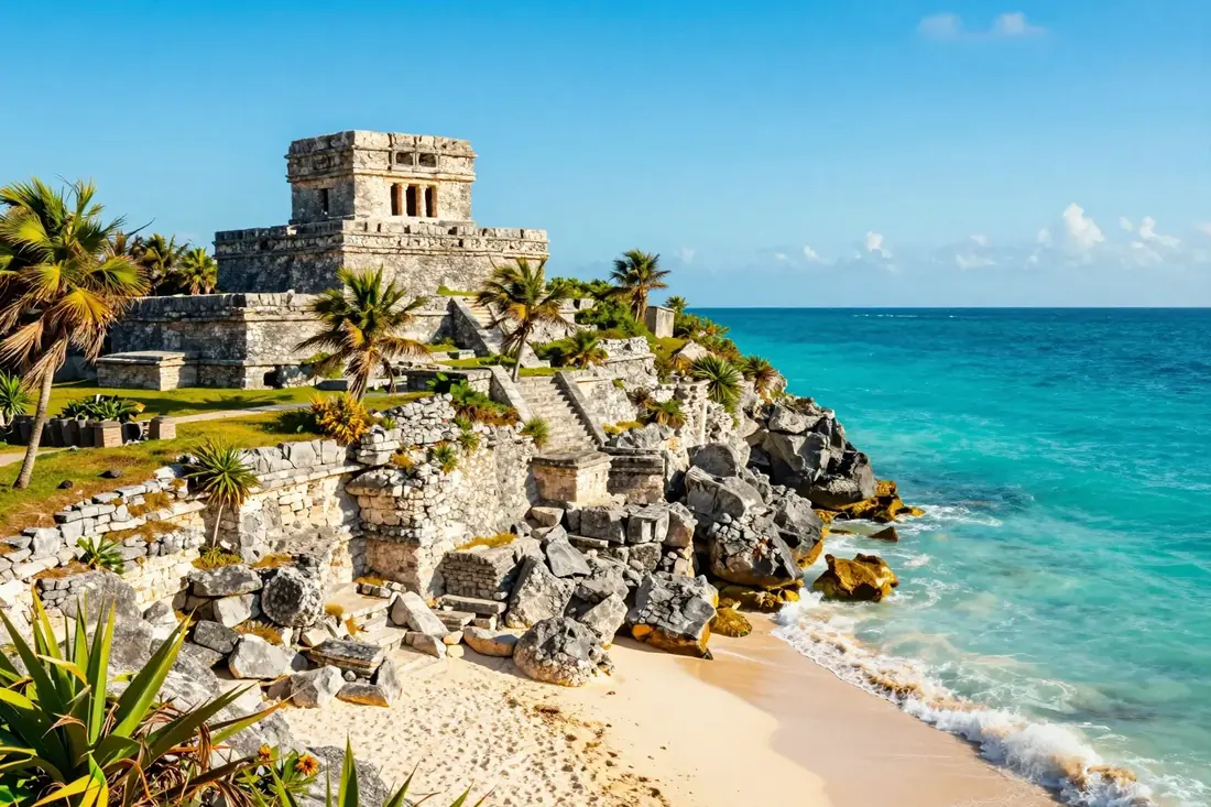 Maya-Ruinen von Tulum auf der Klippe über dem Karibischen Meer